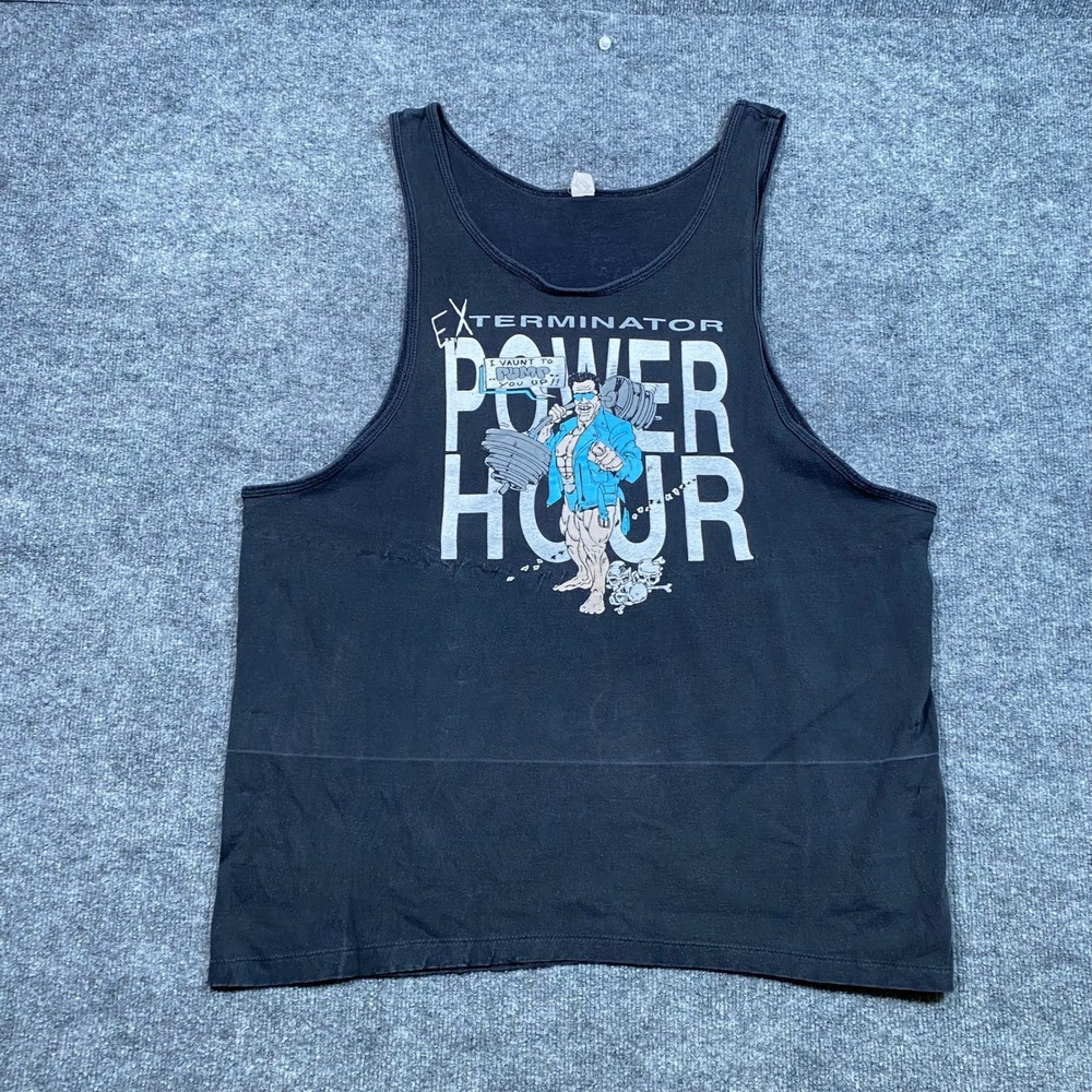 Vintage Exterminator Power Hour Tank Top Black Muscle Shirt Mens‎ XL USA Made
